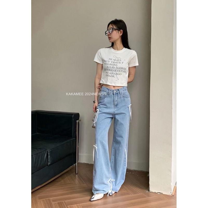 [Y.S ONI ] 現貨 🛒無彈 蝴蝶結女俠客落地牛仔褲#2933-細節圖6