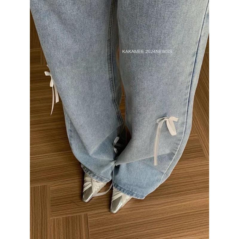 [Y.S ONI ] 現貨 🛒無彈 蝴蝶結女俠客落地牛仔褲#2933-細節圖8