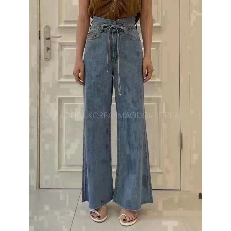 [Y.S ONI ] 現貨 🛒FSY🇰🇷超高腰顯腿長綁帶寬褲#10238#高腰#無彈#顯瘦#長腿褲-細節圖2