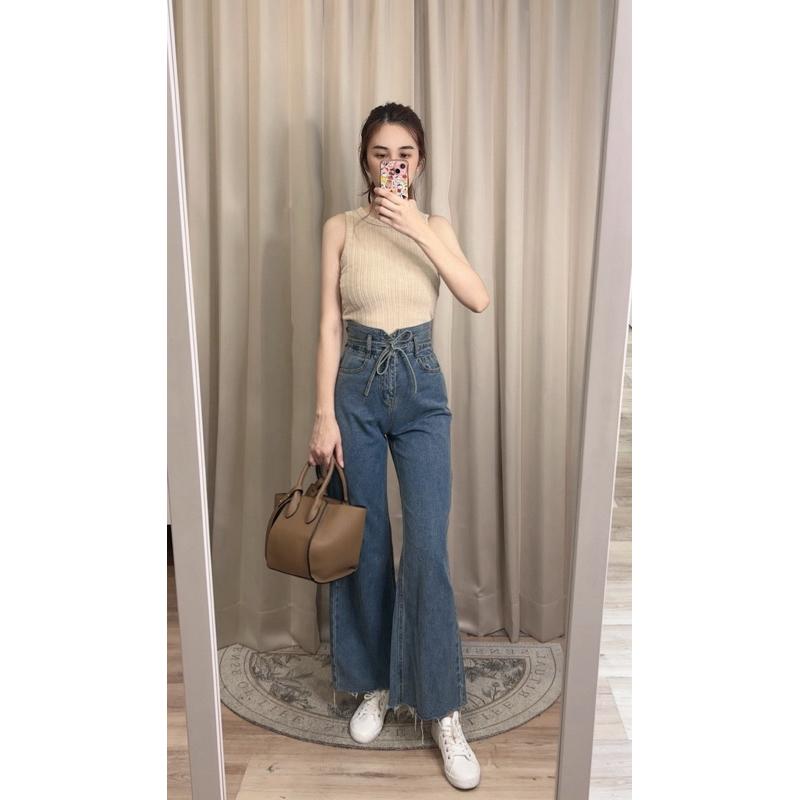 [Y.S ONI ] 現貨 🛒FSY🇰🇷超高腰顯腿長綁帶寬褲#10238#高腰#無彈#顯瘦#長腿褲-細節圖3