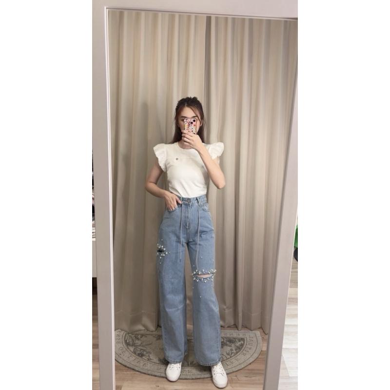 [Y.S ONI ] 現貨 🛒遺落的星空割破落地牛仔褲#2950-細節圖2