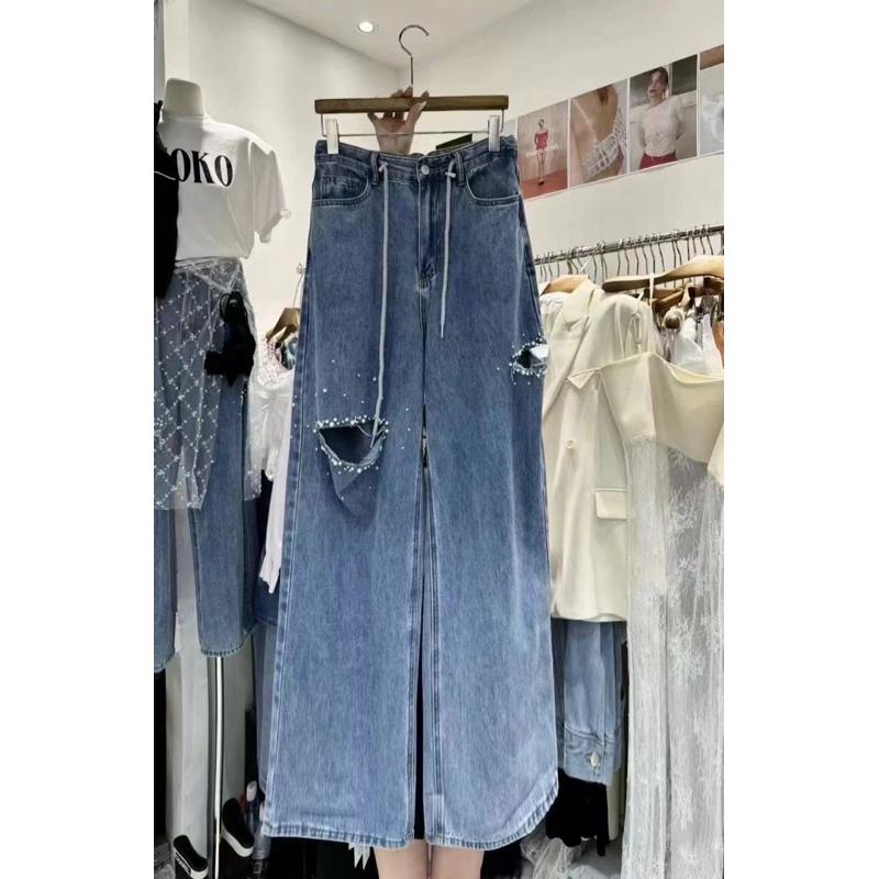 [Y.S ONI ] 現貨 🛒遺落的星空割破落地牛仔褲#2950-細節圖3