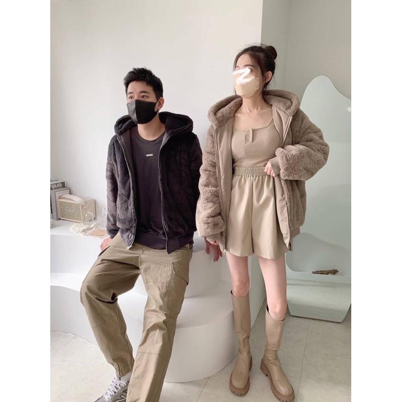 [Y.S ONI]現貨🖤獨家自訂款🇰🇷水貂絨雙面防風外套 熊寶寶外套 情侶外套 防風外套-細節圖9