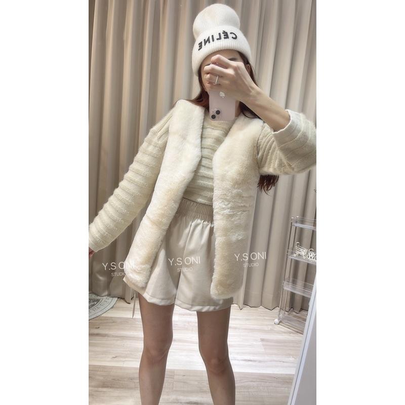 [Y.S ONI ]現貨🖤要多澎有多澎-貴氣毛毛長版鋪棉背心 皮草 背心 毛毛-細節圖5