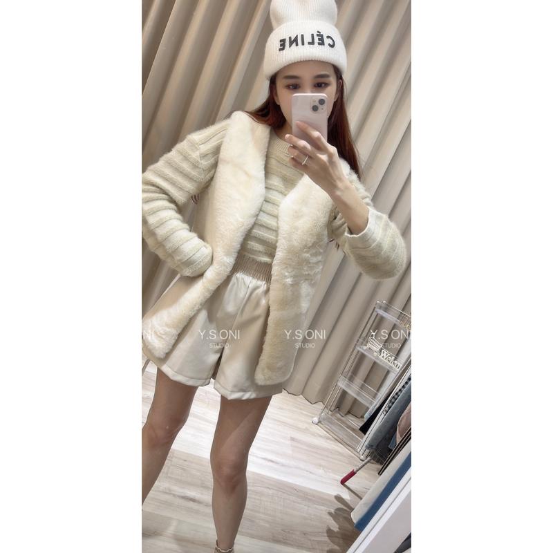 [Y.S ONI ]現貨🖤要多澎有多澎-貴氣毛毛長版鋪棉背心 皮草 背心 毛毛-細節圖6