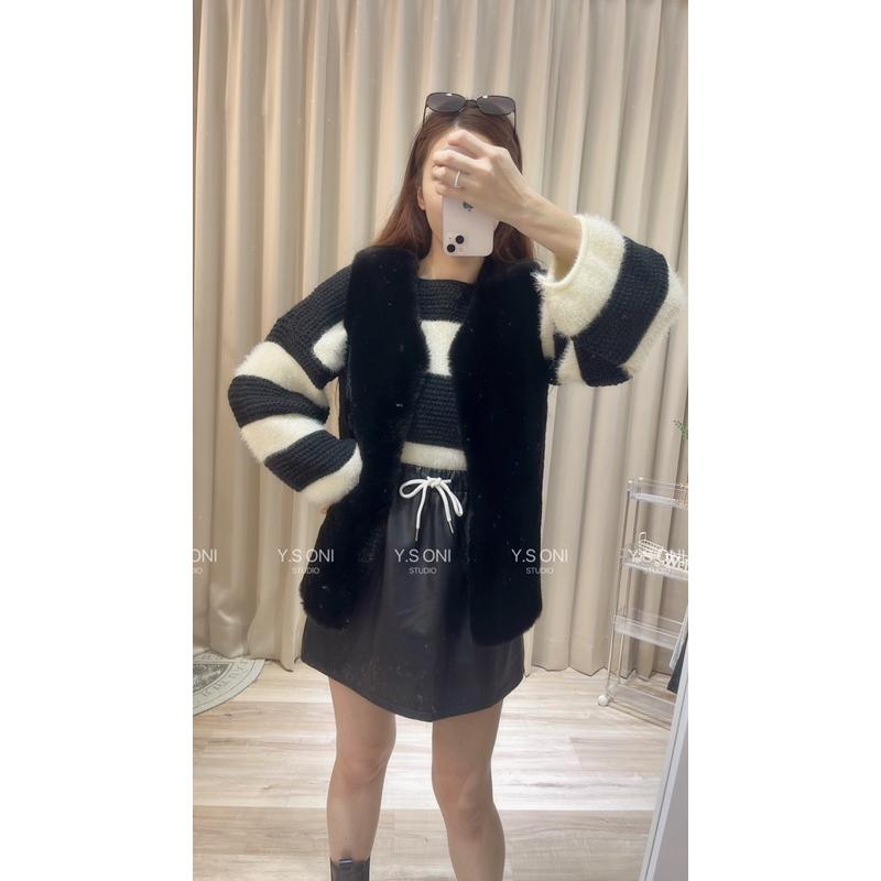 [Y.S ONI ]現貨🖤要多澎有多澎-貴氣毛毛長版鋪棉背心 皮草 背心 毛毛-細節圖9