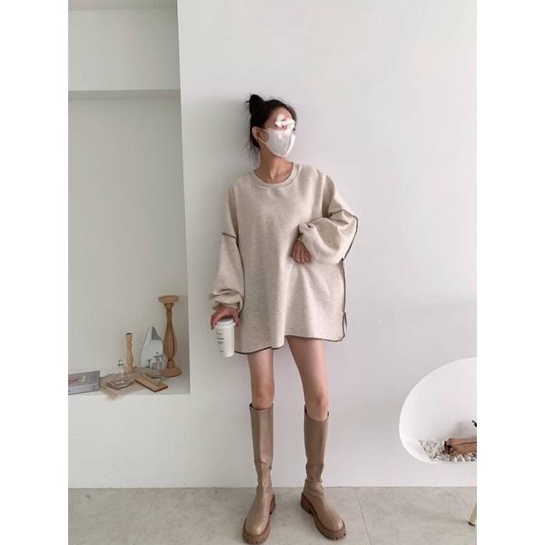 ［Y.S ONI ] 現貨🖤獨家自訂款-內刷毛反車撞色線大學T-細節圖4