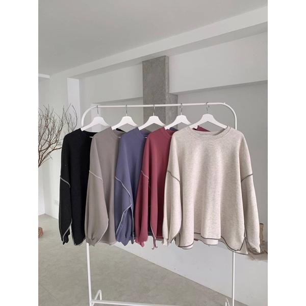 ［Y.S ONI ] 現貨🖤獨家自訂款-內刷毛反車撞色線大學T-細節圖7