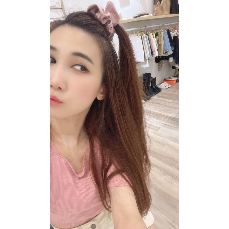 [Y.S ONI] 現貨 🇰🇷東大門手工鑲鑽緞面大腸圈-細節圖5