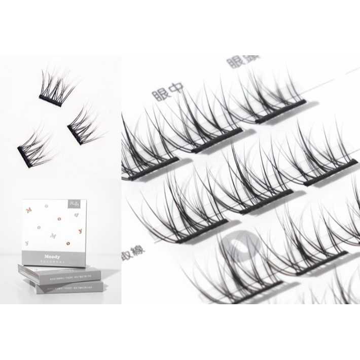 全新台灣現貨🎗Moody零技巧免膠假睫毛(輕盈柔和)-Fluffy淺灰色 無辜乖巧 簡易快速上妝 懶人睫毛-細節圖3