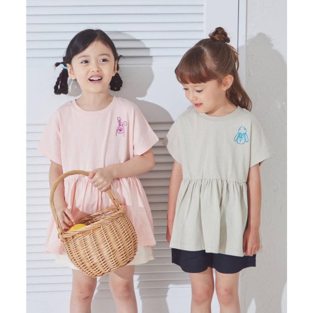 [現貨] 日本 pairmanon 100%棉 女童刺鏽動物荷葉邊上衣 90-140cm-細節圖2