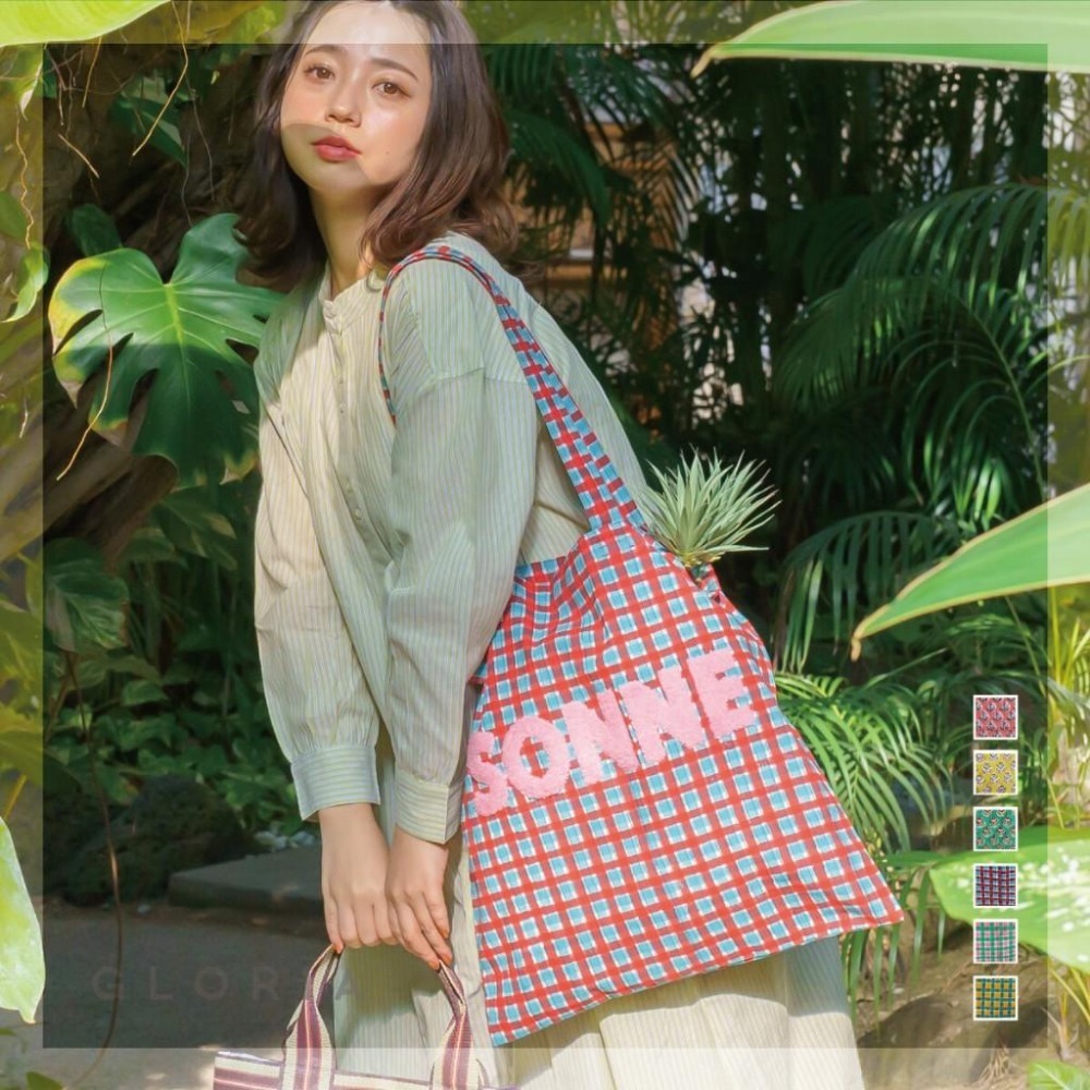 [現貨] 日本 jou jou lier 毛巾刺鏽帆布包 側揹包 帆布側背包 購物袋-細節圖2