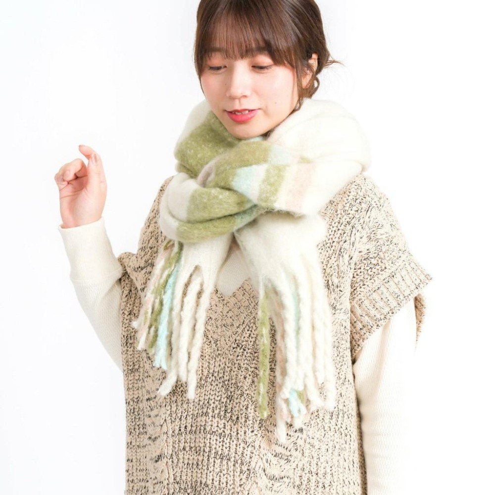 [現貨] 日本 PAGE ONE 流蘇圍巾 大尺寸 長圍巾 200cm-細節圖3