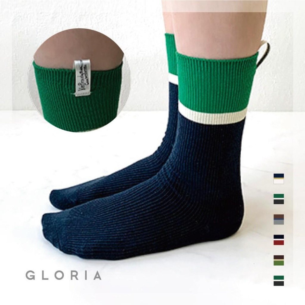 [現貨] 日本 GLORIA 羅紋 長筒襪 長襪 小腿襪 23-25cm-細節圖6