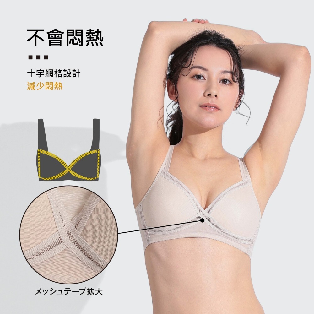 日本 Lucien 無鋼圈內衣 網眼布料 吸濕 排汗 速乾 華歌爾副牌-細節圖6