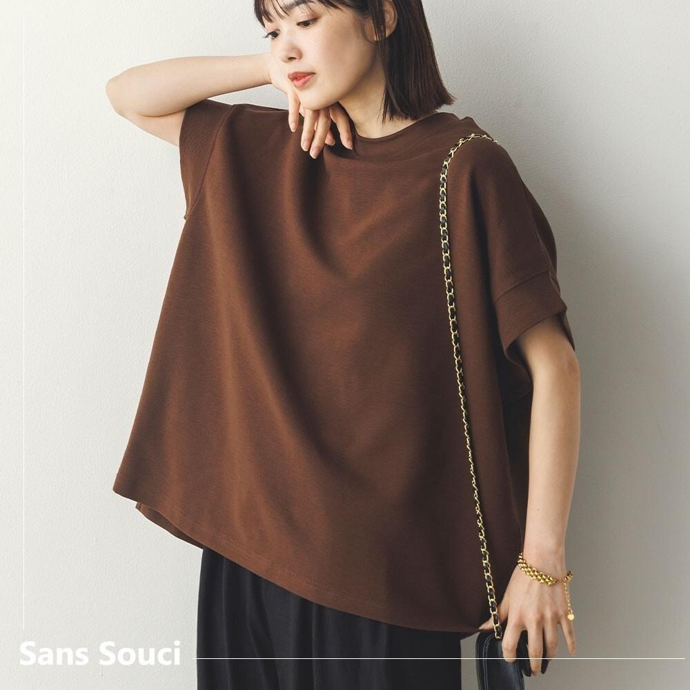 [現貨] 日本 Sans Souci 34+波紋寬版微厚短袖上衣 套頭衫-細節圖3