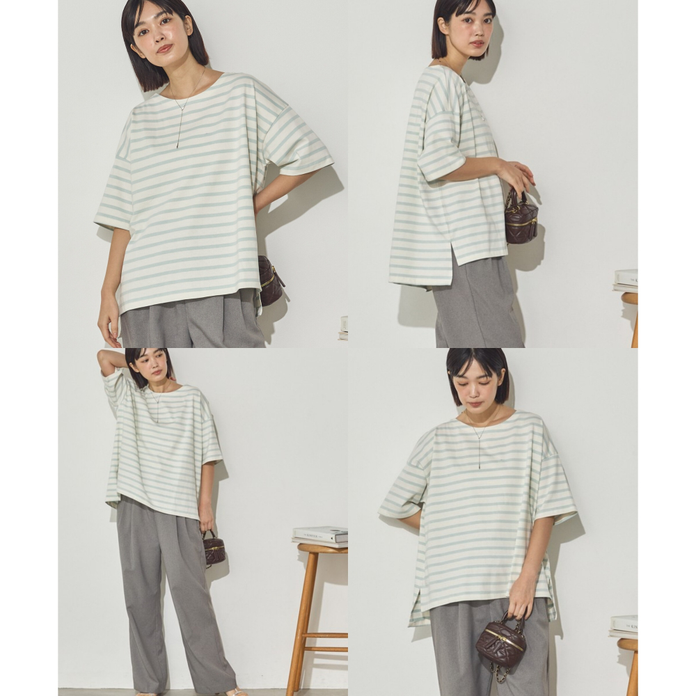 [預購] 日本 Sans Souci 34+ 橫條紋純棉T恤-細節圖5