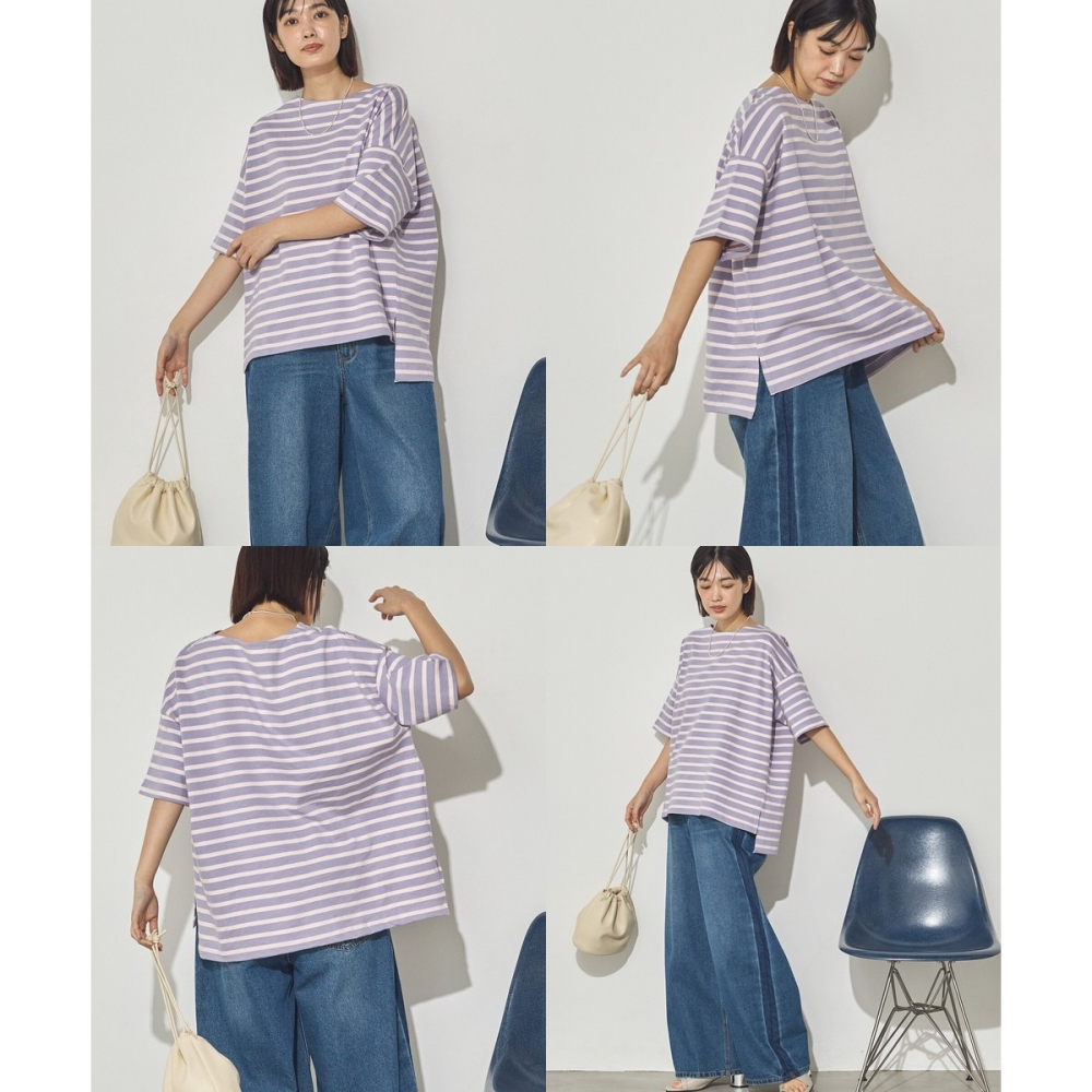 [預購] 日本 Sans Souci 34+ 橫條紋純棉T恤-細節圖6