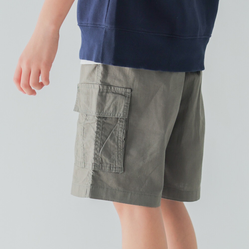 [現貨] L.COPECK 夏季必備 彈性棉質工裝短褲 120-160cm-細節圖6