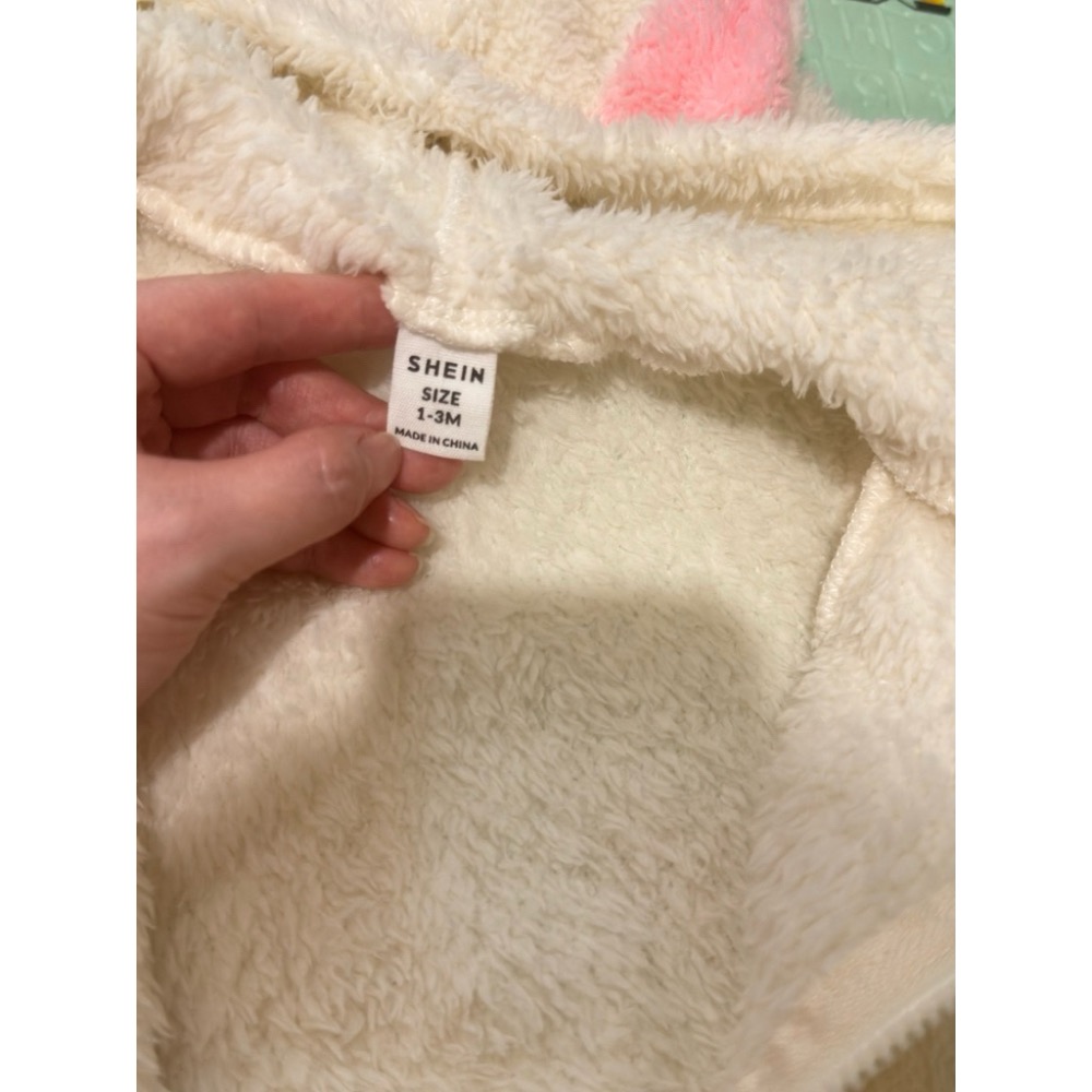 二手轉賣｜SHEIN 1-3M 新生兒可愛拼色毛絨耳朵連身衣-細節圖3