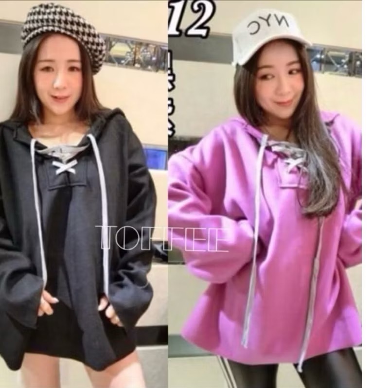 二手轉賣｜桃粉色前交叉連帽上衣-細節圖2