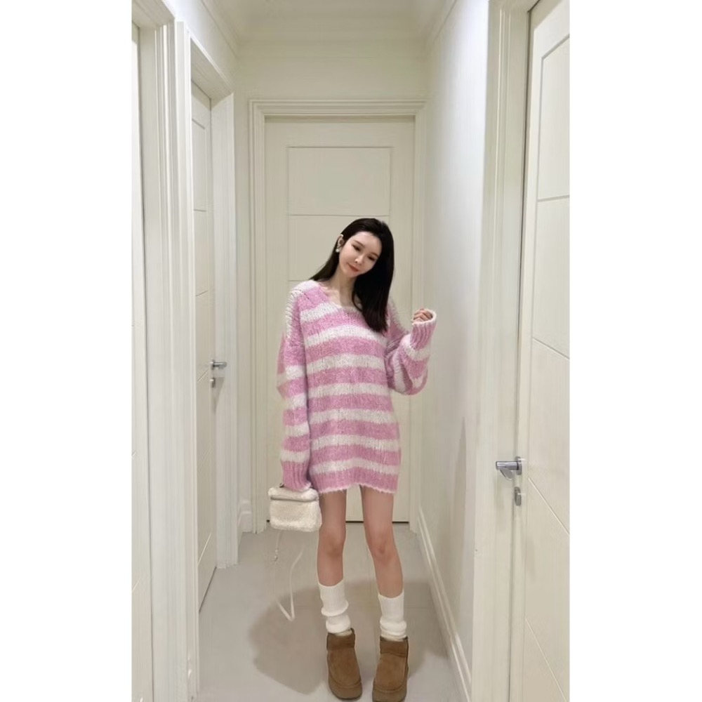 轉賣9成新 miss Candice 橫條厚磅毛衣-細節圖2