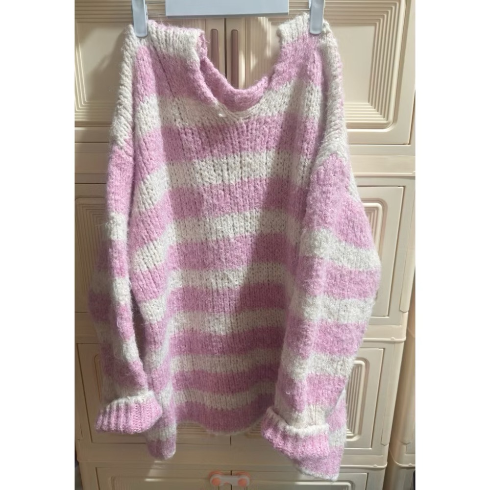 轉賣9成新 miss Candice 橫條厚磅毛衣-細節圖3