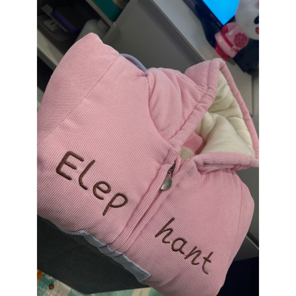 全新 鋪棉 厚 刷絨 連身兔裝 包屁衣～超可愛粉色大象立體大耳朵款（66）-細節圖7