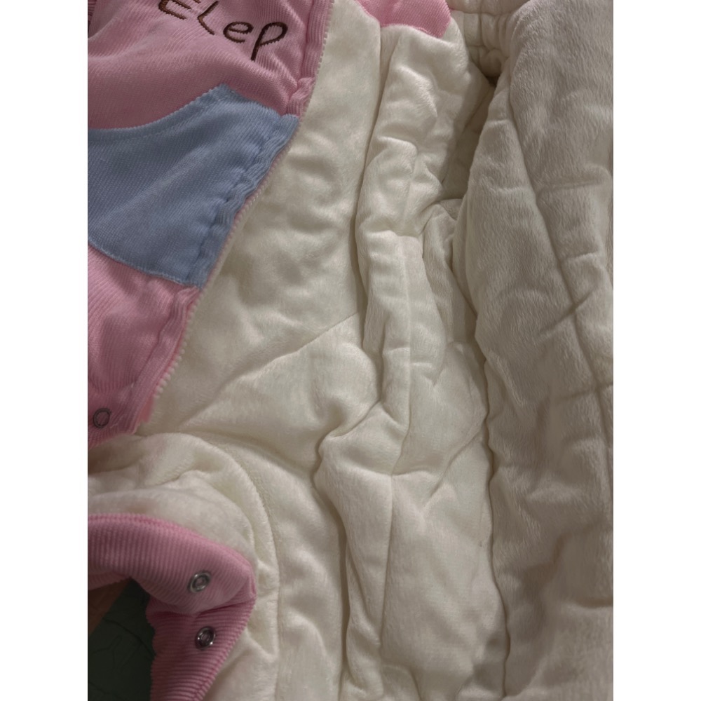 全新 鋪棉 厚 刷絨 連身兔裝 包屁衣～超可愛粉色大象立體大耳朵款（66）-細節圖9