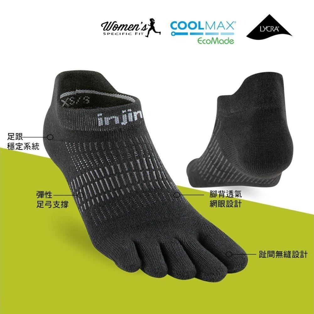 【injinji】女 Run輕量吸排五趾隱形襪NX(黑色) -WAA9095 | 五趾襪 隱形襪 女襪-細節圖4