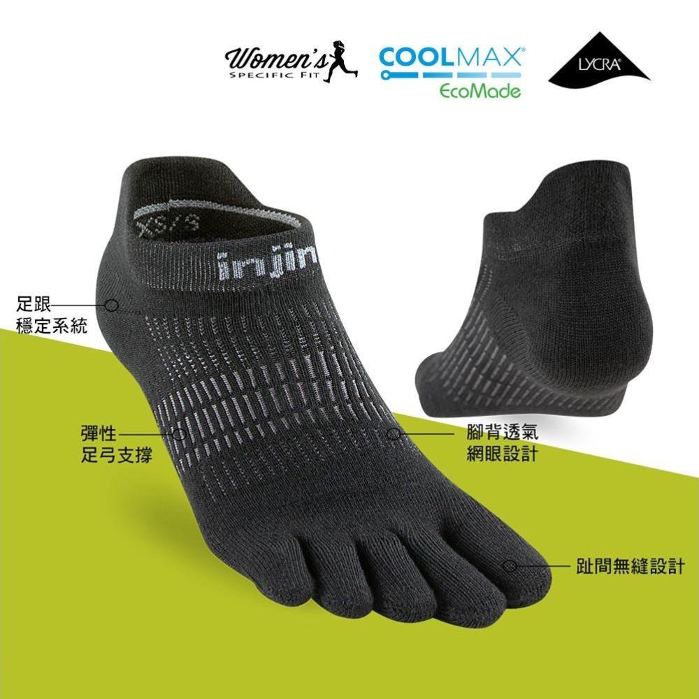 【injinji】女 Run輕量吸排五趾隱形襪NX(黑色) -WAA90 | 五趾襪 隱形襪 女襪-細節圖4