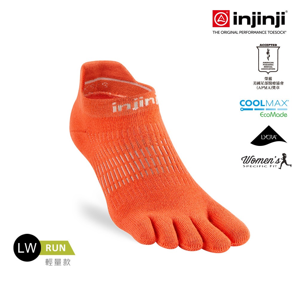 【injinji】女 Run輕量吸排五趾隱形襪NX(葡萄柚) - WAA9014 | COOLMAX 女生腳型 吸濕排汗-規格圖3