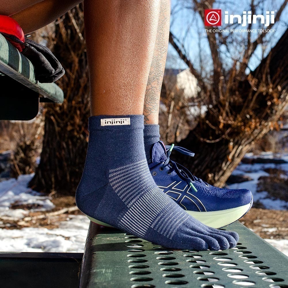 【injinji】Run輕量吸排五趾短襪NX (海軍藍) - NAA1256| 五趾襪 短襪 中性襪-細節圖7