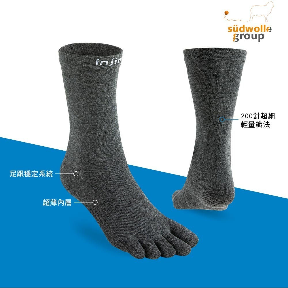 【injinji】Liner羊毛中筒內襪NX(石板灰) - NAA2994|五趾襪 隱形襪 羊毛襪 抗菌襪 中性襪-細節圖4