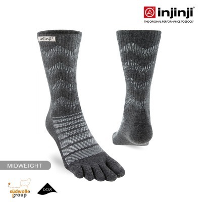 【injinji】Outdoor戶外避震羊毛五趾中筒襪NX (石板灰) -NAA76|五趾襪 登山襪 中筒襪 中性襪-細節圖5