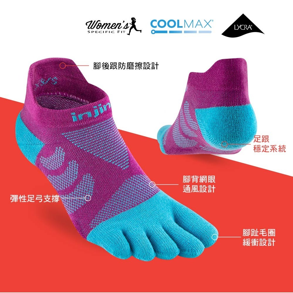 【injinji】女 Ultra Run終極系列五趾隱形襪 (果醬紫) - NAA66|五趾襪 隱形襪 女襪-細節圖4