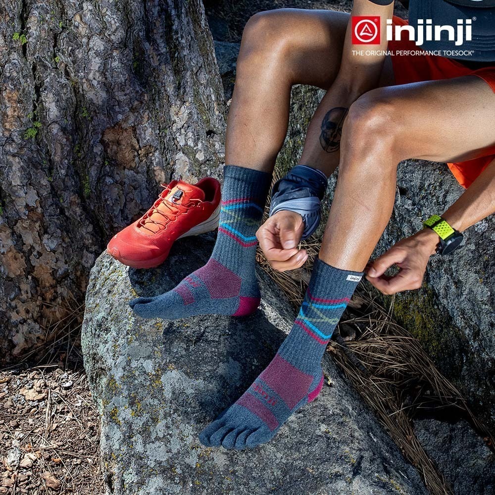 【injinji】Trail野跑避震吸排五趾中筒襪FX (山稜線) -NAA3794 |厚底防震 五趾襪 中筒襪 中性襪-細節圖5