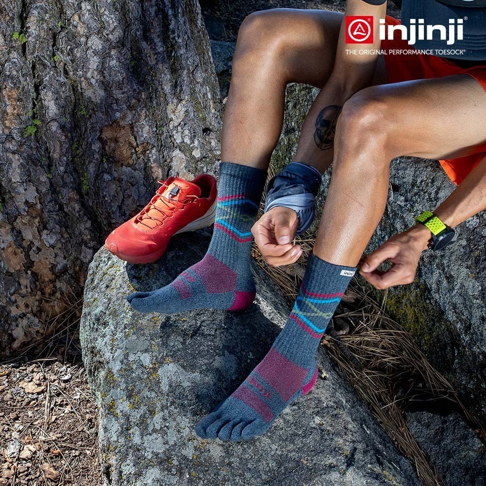 【injinji】Trail野跑避震吸排五趾中筒襪FX (山稜線) - NAA37 |厚底防震 五趾襪 中筒襪 中性襪-細節圖5