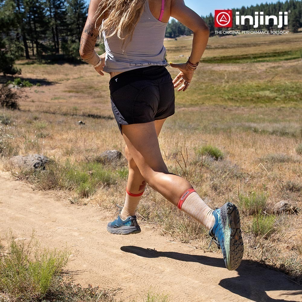 【injinji】女 Trail野跑避震吸排五趾中筒襪FX (褐色) - WAA3983 |厚底 中筒襪 女襪 推薦鐵人-細節圖5