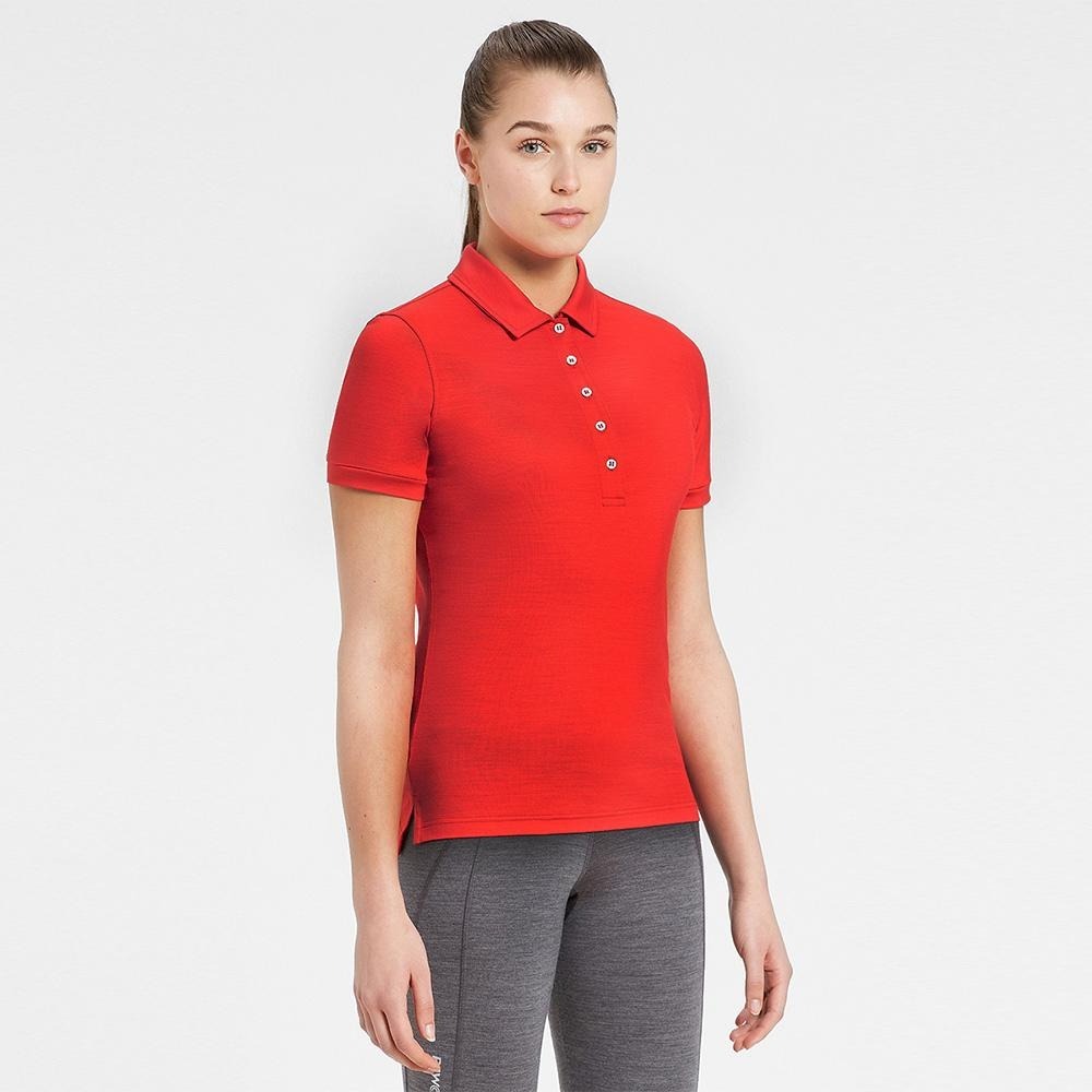 【Rewoolution】女 MIRTH 190g短袖Polo衫(玫紅)羊毛衣 吸濕排汗| REAB2WC103-細節圖2