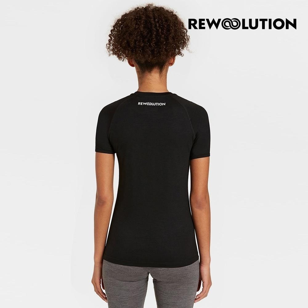 【Rewoolution】女 ALI 190g短袖T恤 (黑色)羊毛衣 T恤 登山必備 吸濕排汗|WC502 95-細節圖2