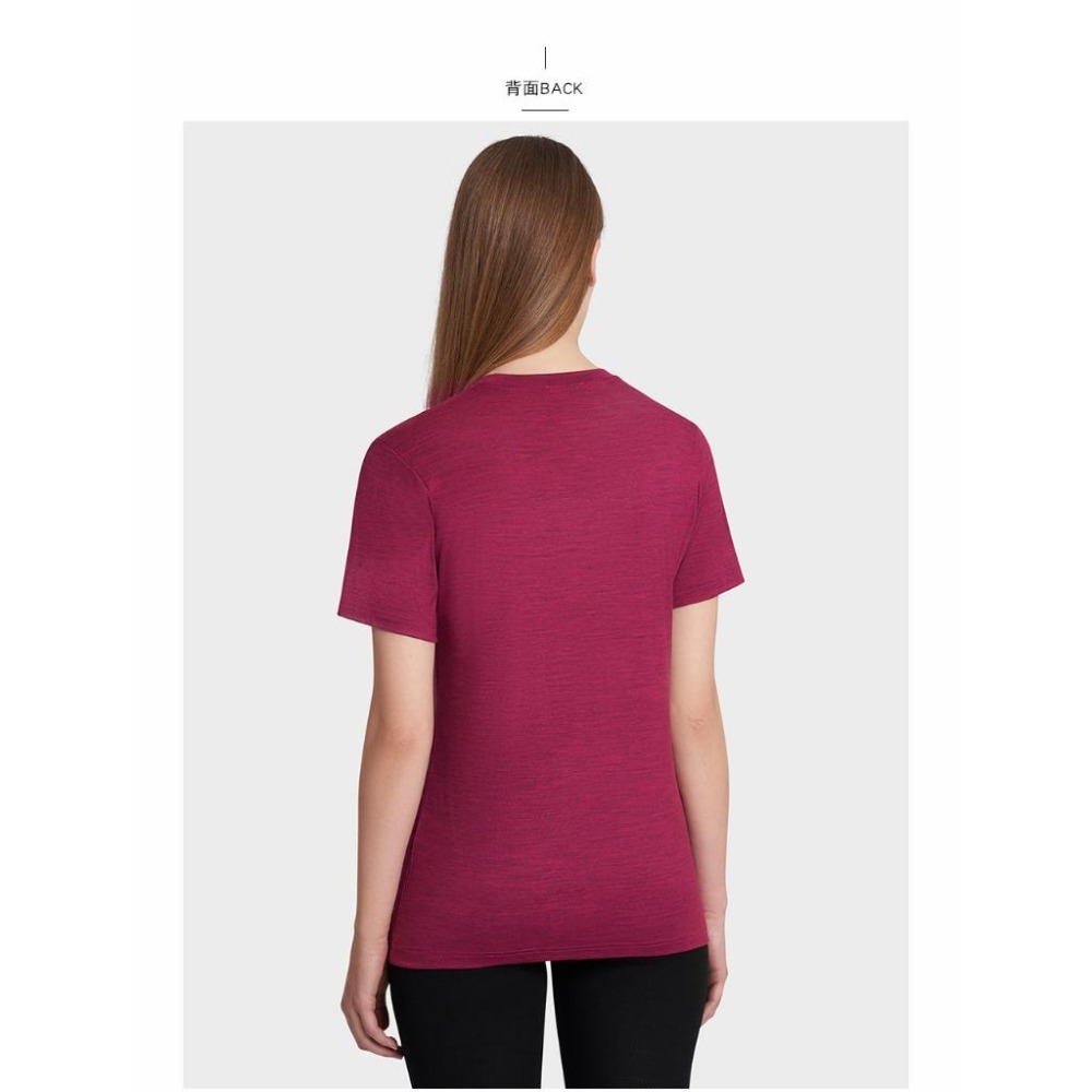 【Rewoolution】女 FOLLOW 140g短袖印花T恤(莓紅色)羊毛|CB1WC512 M1W010H J14-細節圖4