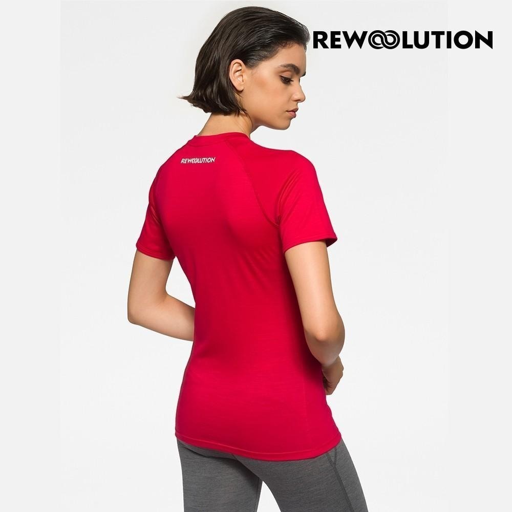 【Rewoolution】女 ALI 190g短袖T恤 [寶石紅] 羊毛衣 T恤 登山必備 吸濕排汗|WC50205-細節圖2