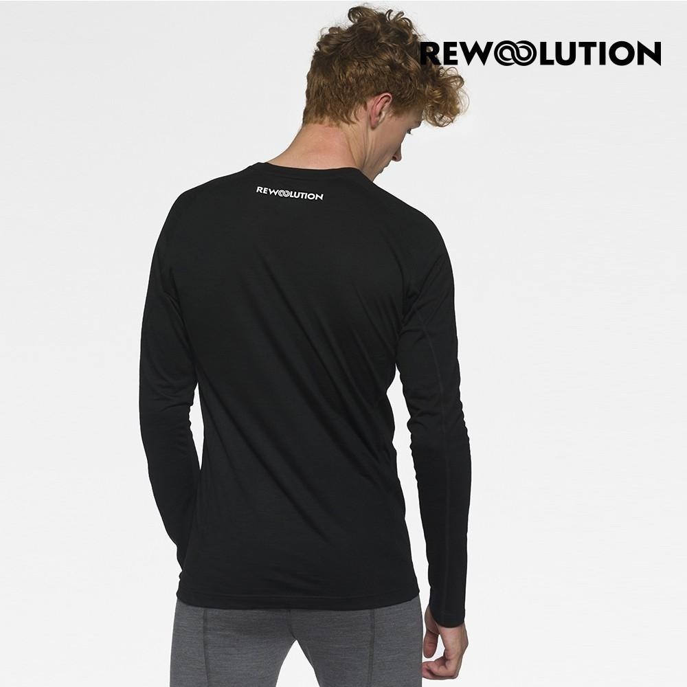 【Rewoolution】男 TOMMY 140g長袖T恤[黑色]羊毛衣 登山必備 吸濕排汗| MC70195-細節圖2