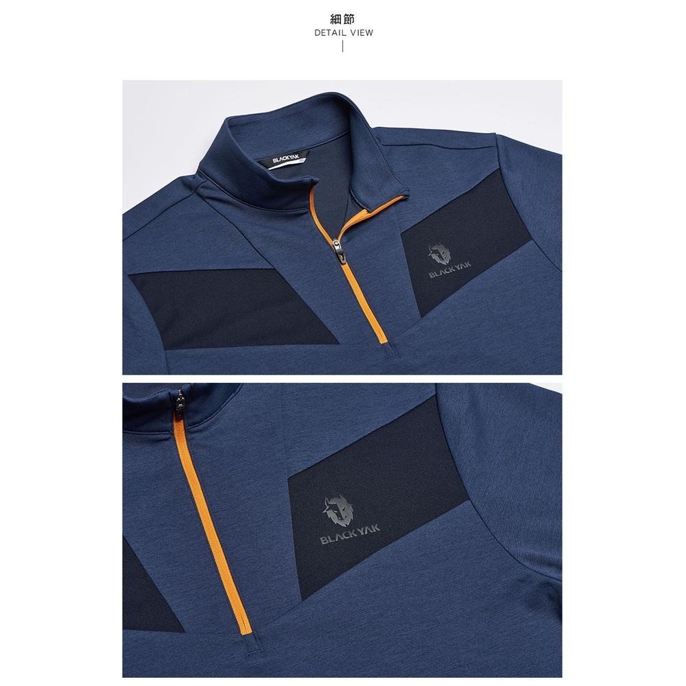 【BLACKYAK】男 CLASSY長袖半開襟(灰卡其/碳灰)-秋冬 長袖T恤 機能服 運動上衣 |BYAB2MC903-細節圖3