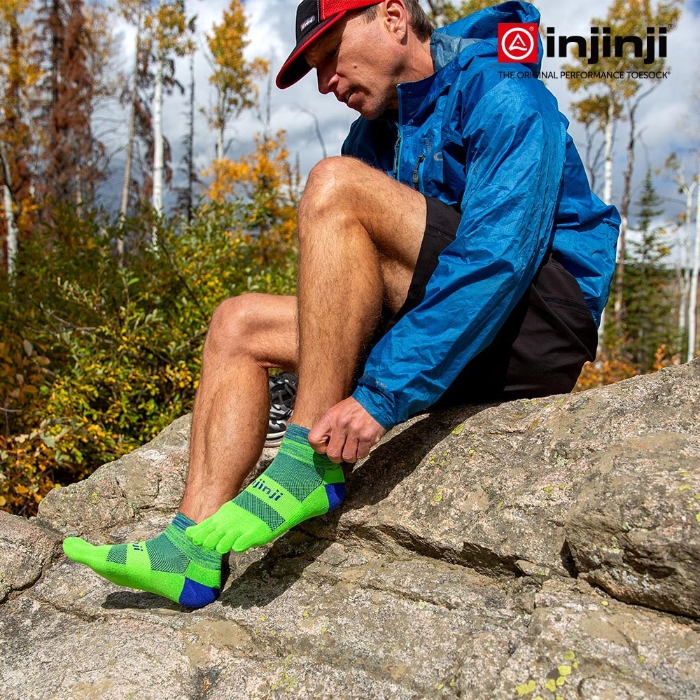 【injinji】Trail野跑避震吸排五趾短襪 (樹冠綠) - NAA3643-細節圖4