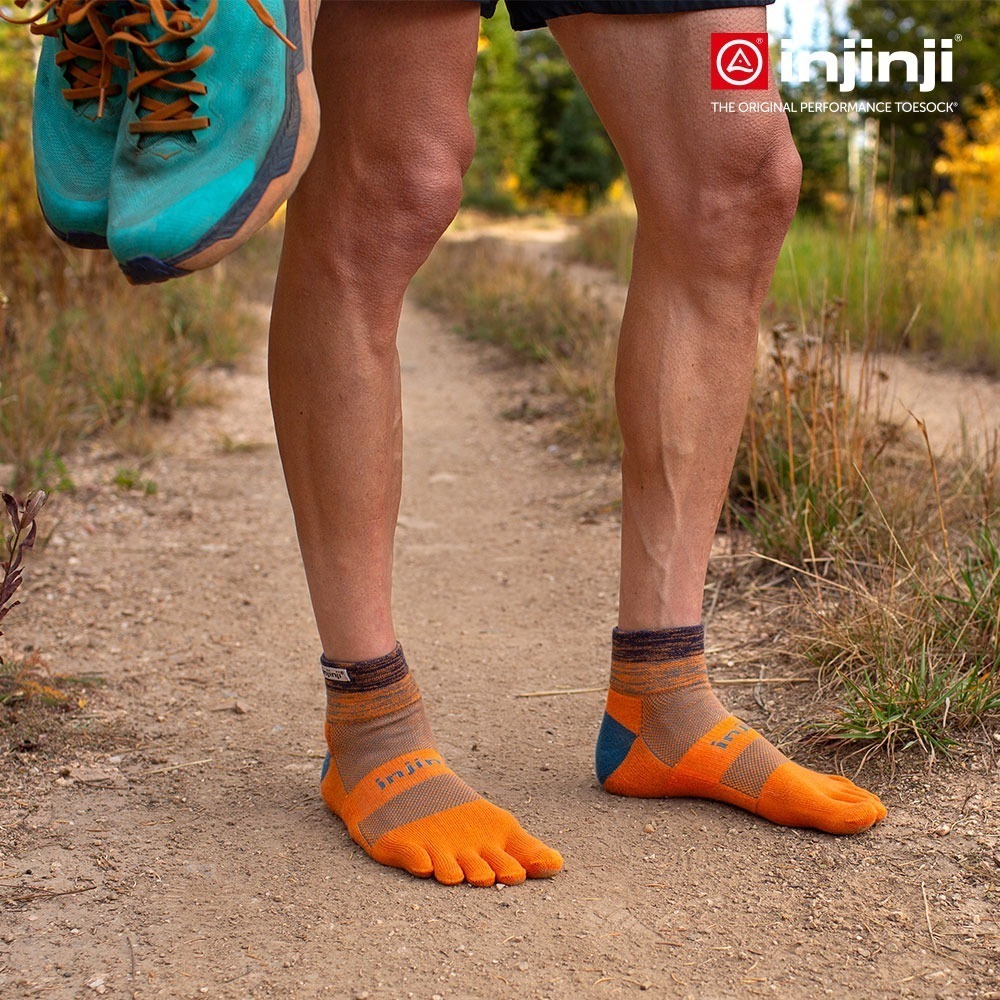 【injinji】Trail野跑避震吸排五趾短襪 (秋收橘) - NAA3614-細節圖3