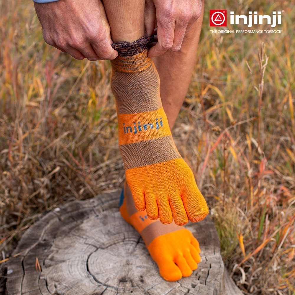 【injinji】Trail野跑避震吸排五趾短襪 (秋收橘) - NAA3614-細節圖4