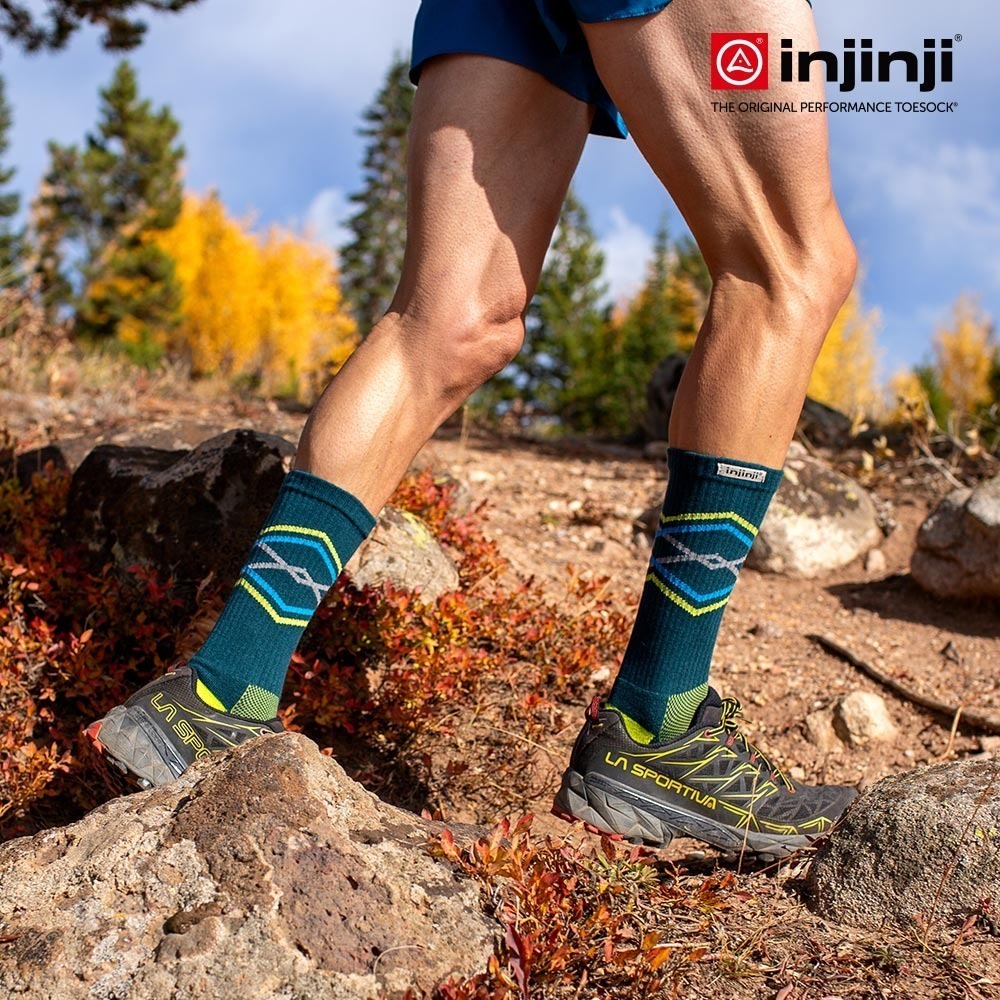 【injinji】Trail野跑避震吸排五趾中筒襪FX (墨綠) - NAA3738-細節圖4