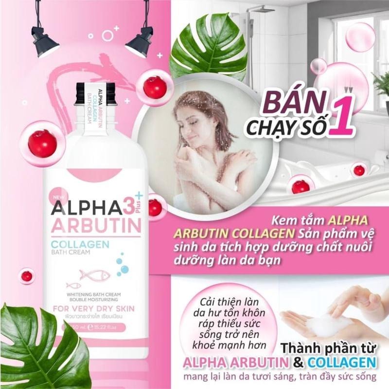 正版公司貨中文標已登錄 Alpha Arbutin Collagen Bath Cream 450ml pemutih-細節圖6